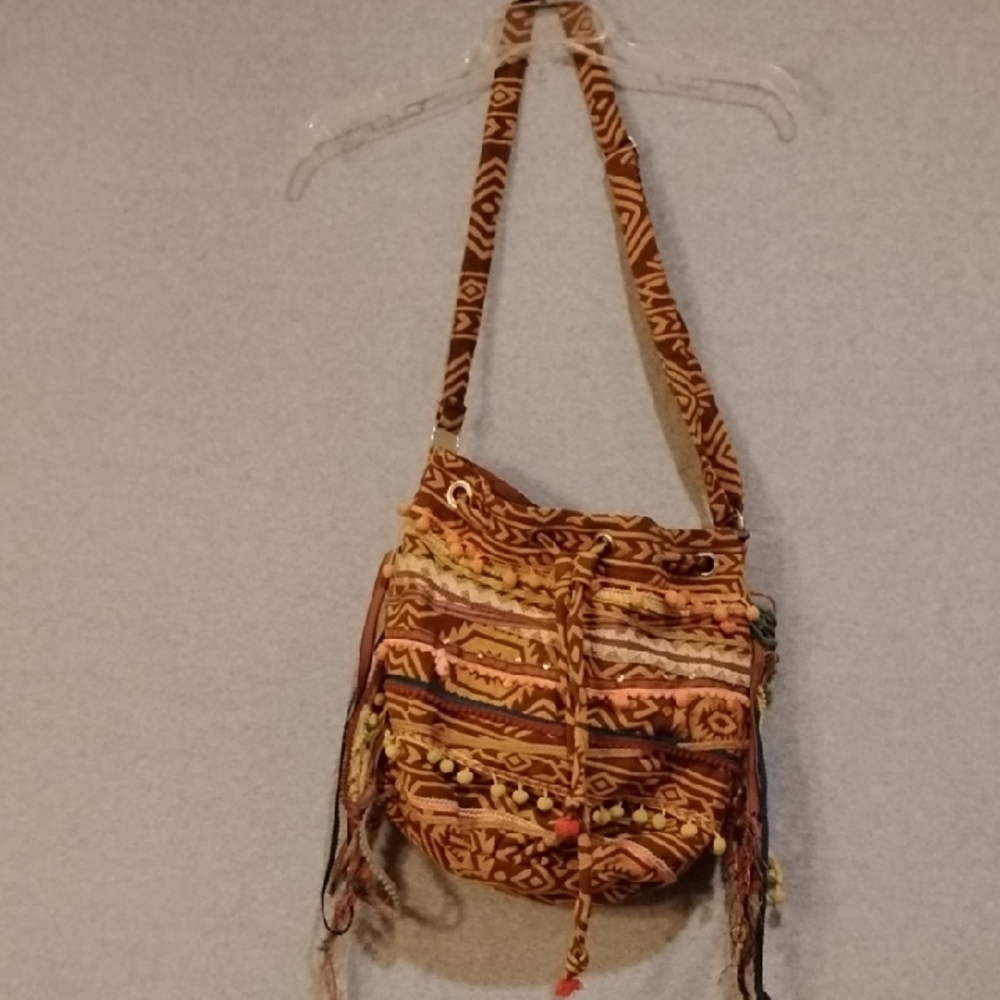 Bohemian Bucket Bag in Brown and Tan